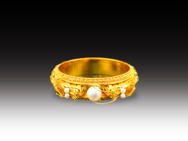 《双龙戏珠》花丝手镯